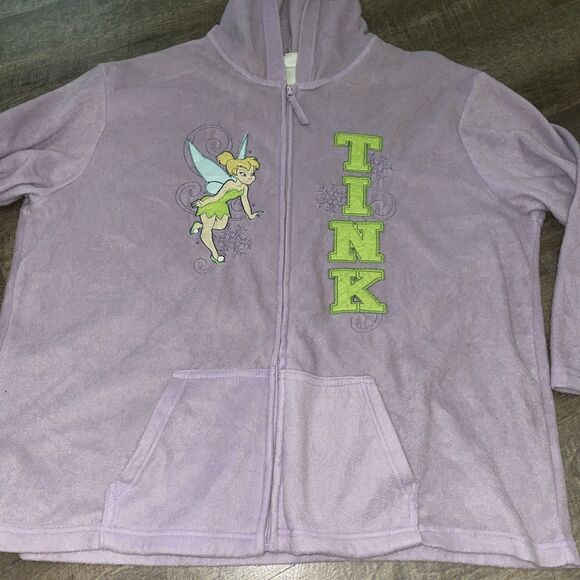 Vintage Y2K Disney Tinker Bell Fleece Zip up Hooded Sweater Purple Women’s 3x - Picture 4 of 10